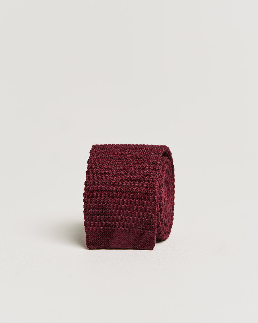 Herren | Amanda Christensen Wool Knitted 6cm Tie Wine | Amanda Christensen | Wool Knitted 6cm Tie Wine