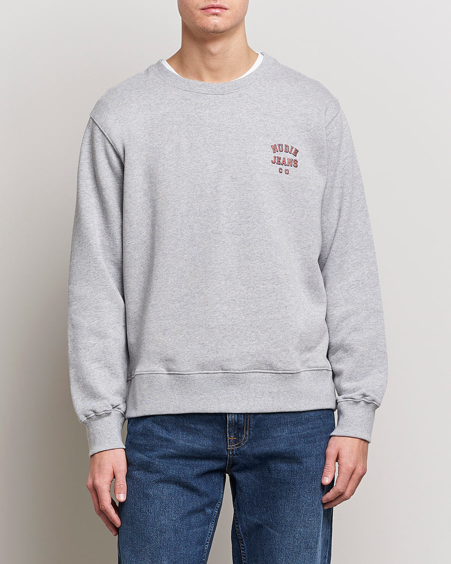Herren | Pullover | Nudie Jeans | Frasse Logo Sweatshirt Grey melange