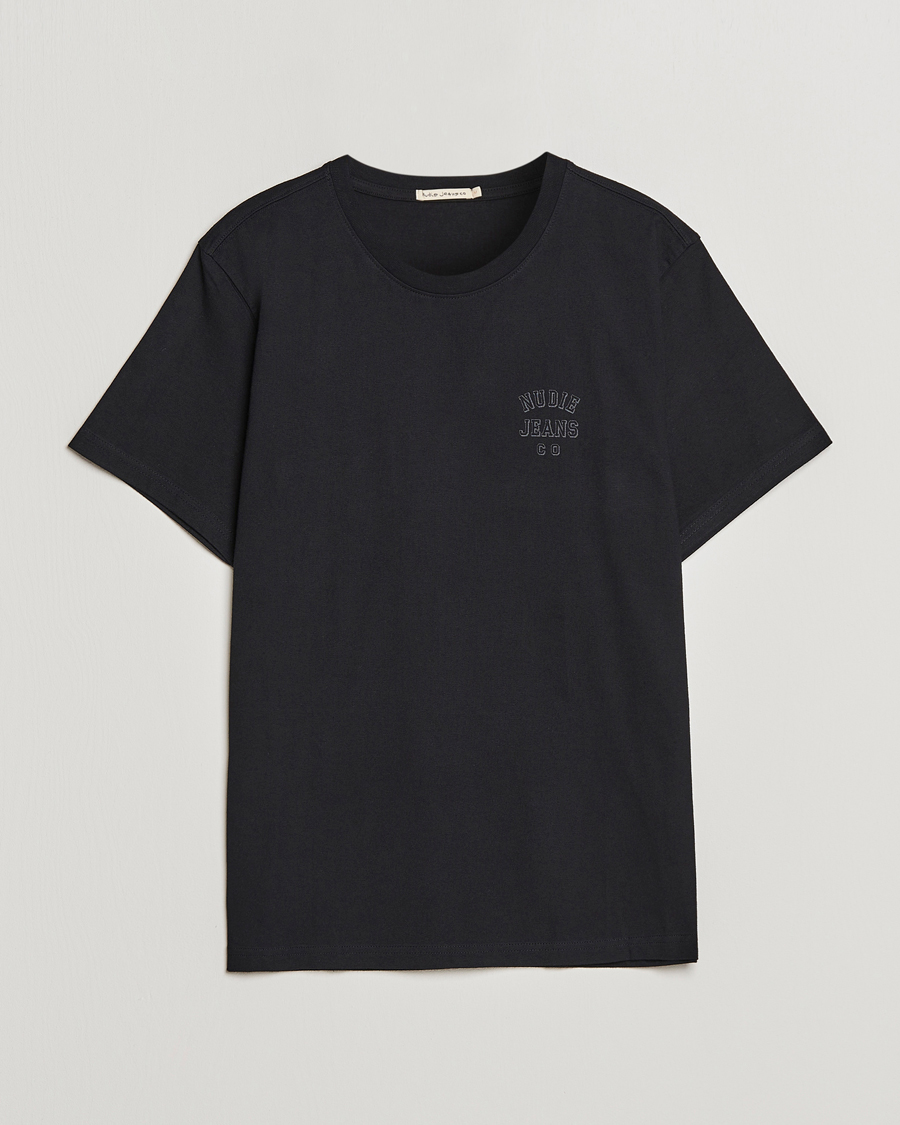 Herren | T-Shirts | Nudie Jeans | Roy Logo Crew Neck Tee Black