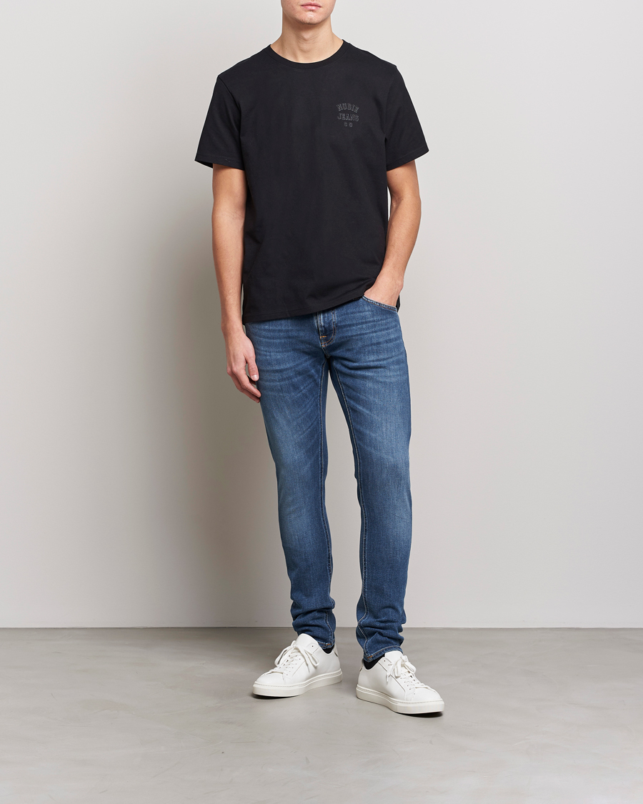 Herren | T-Shirts | Nudie Jeans | Roy Logo Crew Neck Tee Black