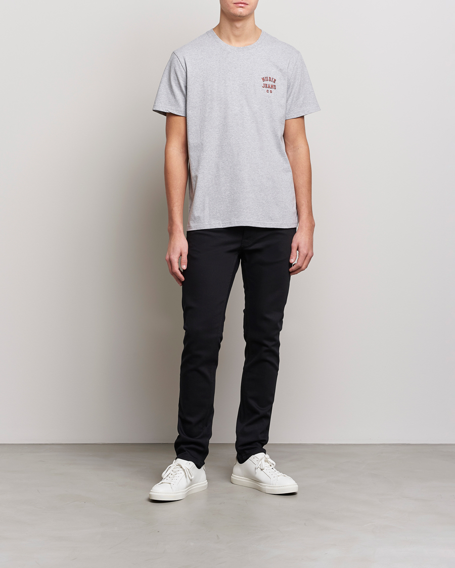 Herren | T-Shirts | Nudie Jeans | Roy Logo Crew Neck Tee Grey melange