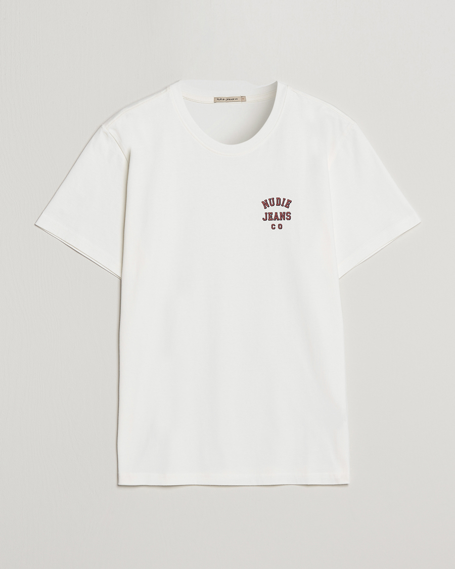Herren | T-Shirts | Nudie Jeans | Roy Logo Crew Neck Tee Off White