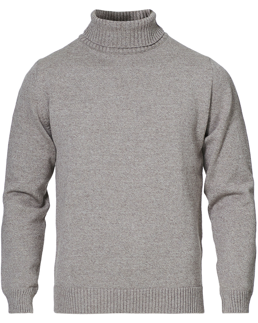 Herren | Pullover | Stenströms | Heavy Knitted Merino Rollneck Beige Mouliné