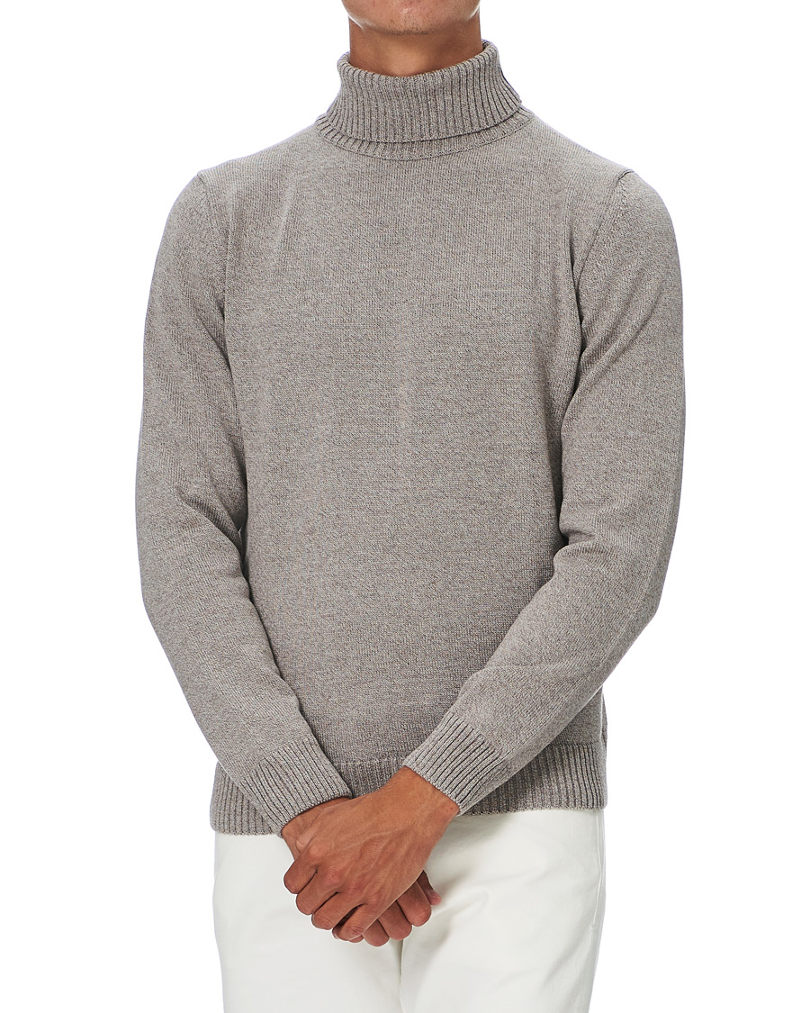 Herren | Pullover | Stenströms | Heavy Knitted Merino Rollneck Beige Mouliné