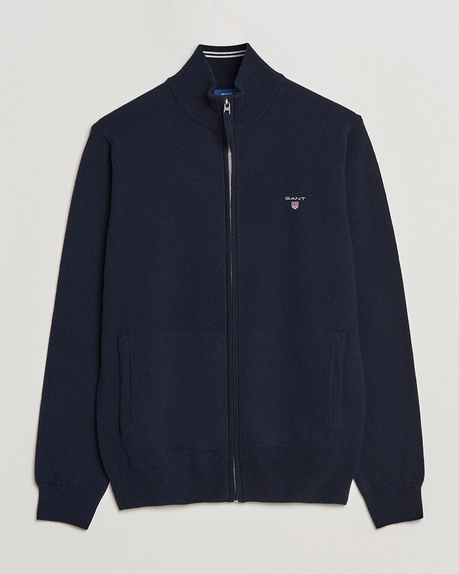 Herren | Pullover | GANT | Lambswool Full Zip Marine