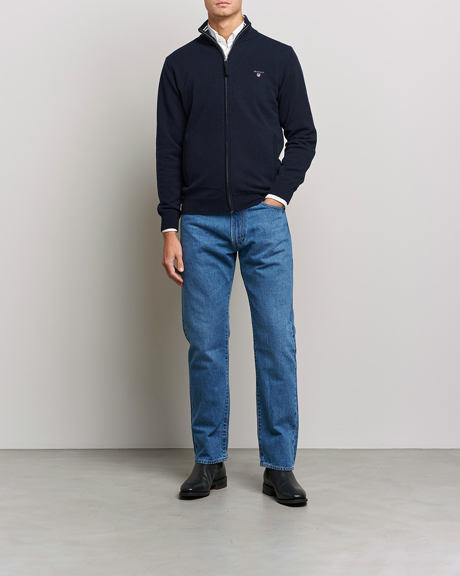 Herren | Pullover | GANT | Lambswool Full Zip Marine