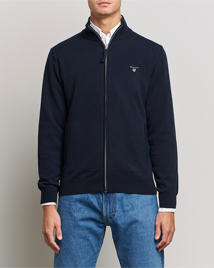 Herren | Pullover | GANT | Lambswool Full Zip Marine