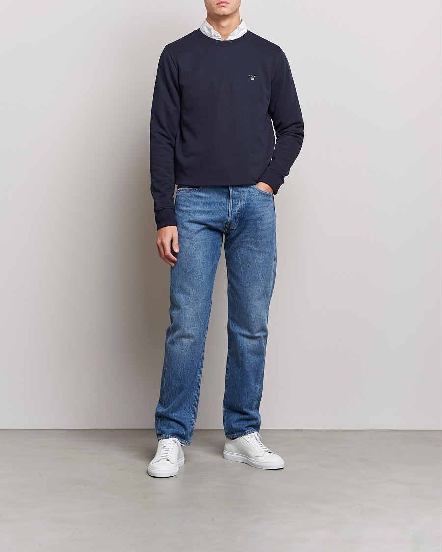 Herren | Pullover | GANT | Original Shield Logo Crew Neck Sweatshirt Evening Blue