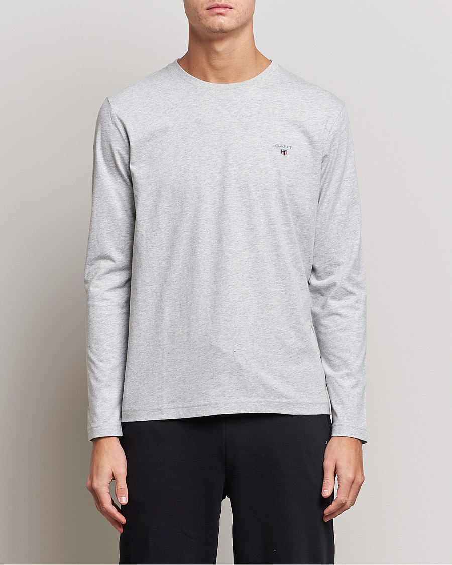 Herren | T-Shirts | GANT | The Original Long Sleeve T-shirt Light Grey Melange
