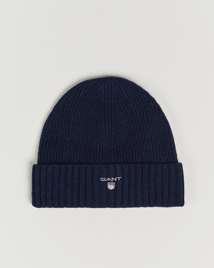 Herren | GANT Wool Lined Beanie Marine | GANT | Wool Lined Beanie Marine