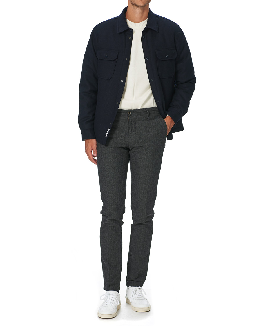 Herren | Hosen | Incotex | Slim Fit Cotton/Wool Herringbone Slacks Grey