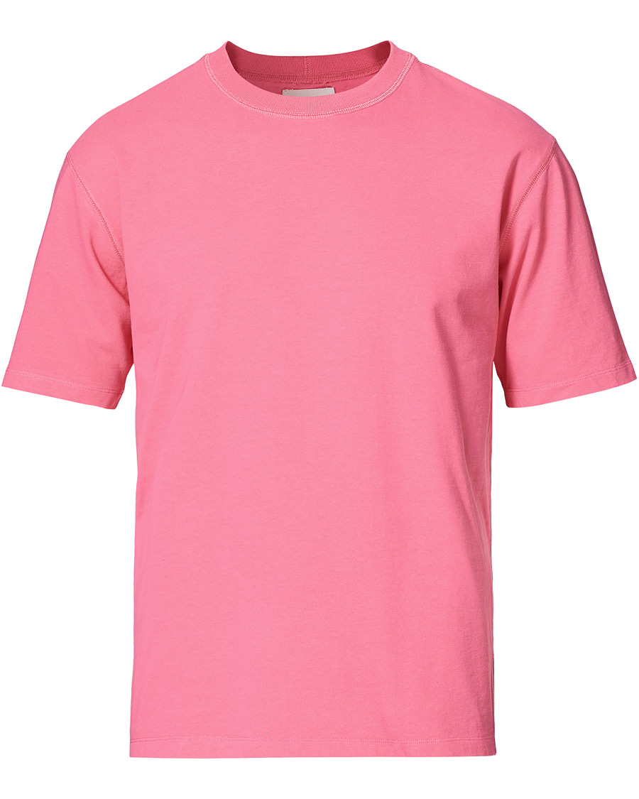 Herren | T-Shirts | Drake's | Cotton Crew Neck Hiking Tee Fuschia