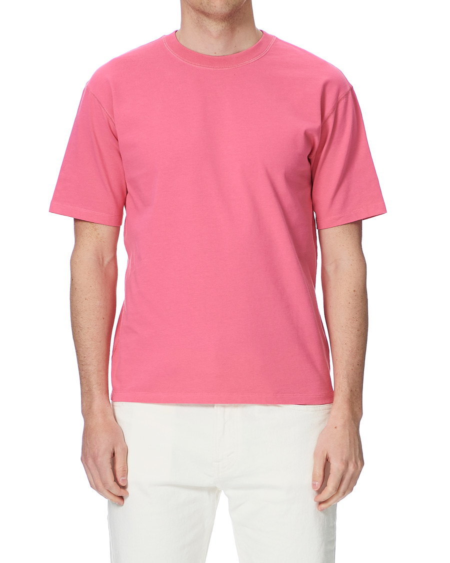 Herren | T-Shirts | Drake's | Cotton Crew Neck Hiking Tee Fuschia