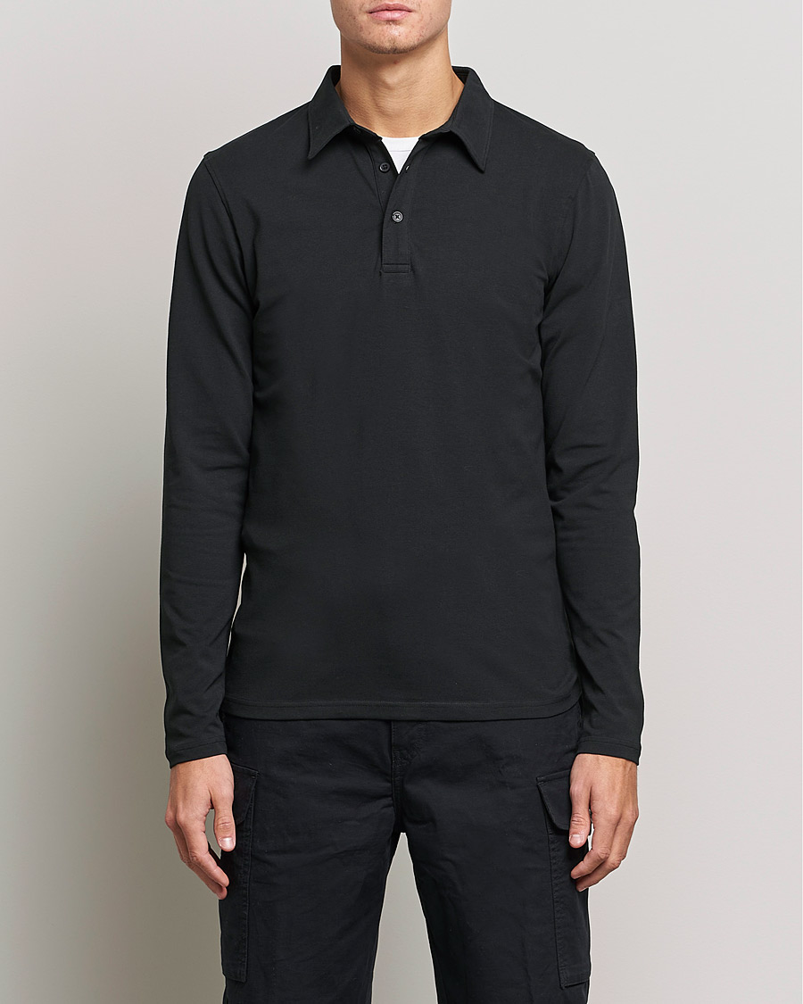 Herren | Pullover | Bread & Boxers | Long Sleeve Jersey Polo Black