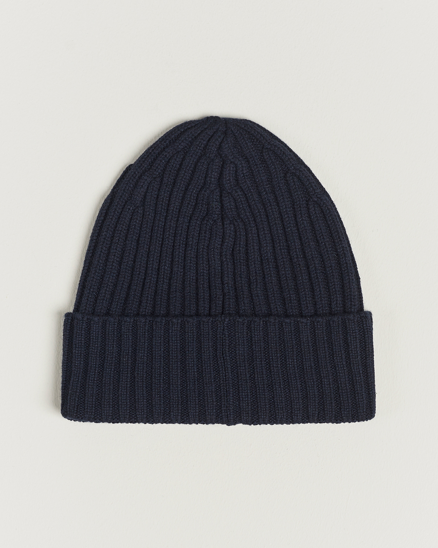 Herren | Mützen | Piacenza Cashmere | Ribbed Cashmere Beanie Navy