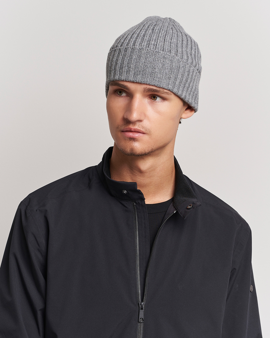 Herren | Special gifts | Piacenza Cashmere | Ribbed Cashmere Beanie Grey Melange
