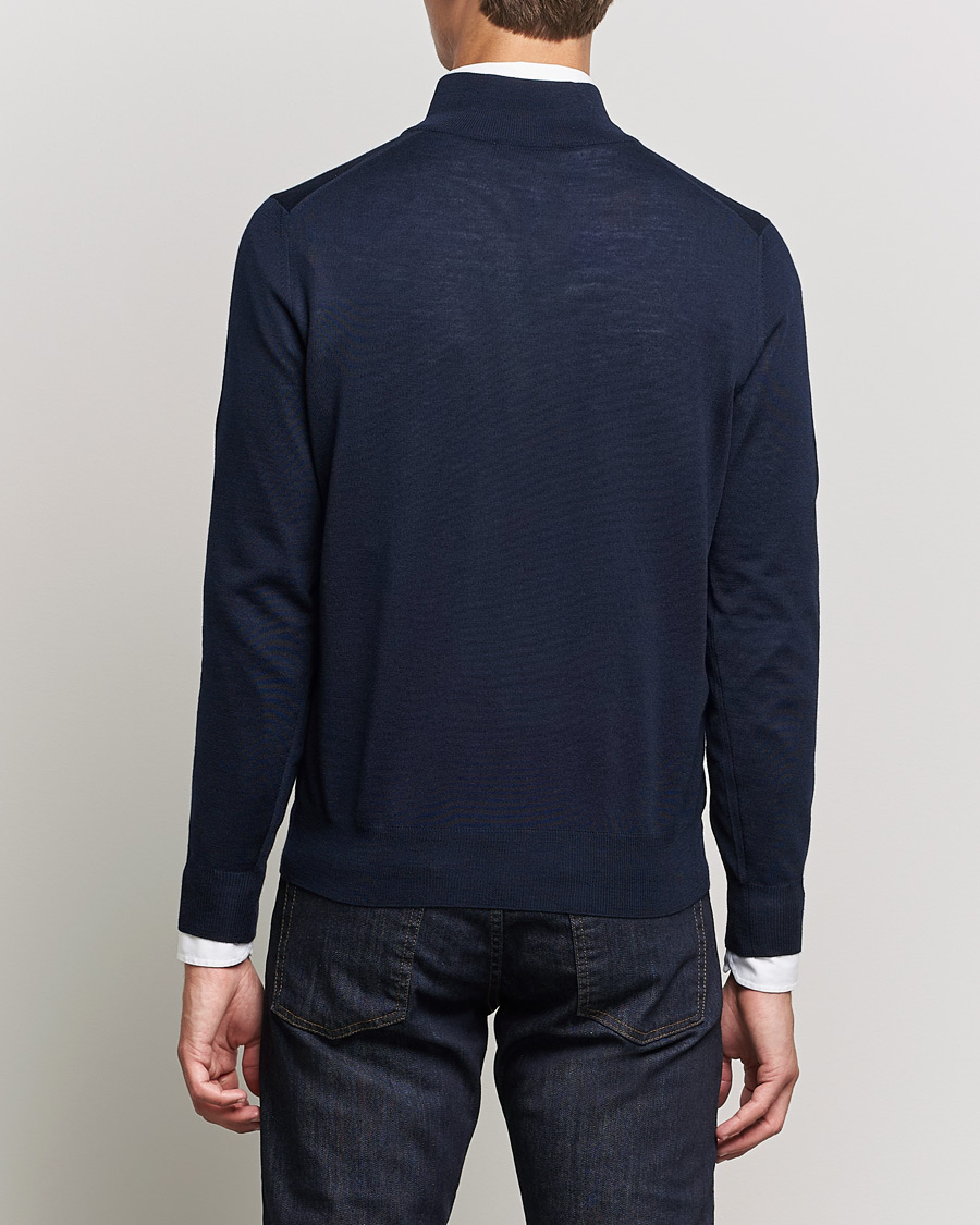 Herren | Pullover | Canali | Merino Wool Half Zip Navy