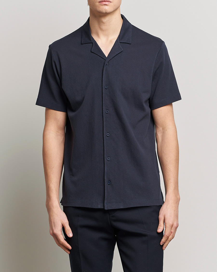 Herren | Kurzarm-Poloshirts | Sunspel | Riviera Resort Shirt Navy