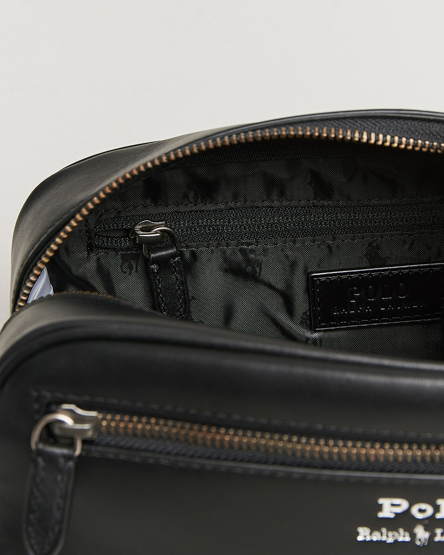 Herren | Polo Ralph Lauren Leather Washbag Black | Polo Ralph Lauren | Leather Washbag Black