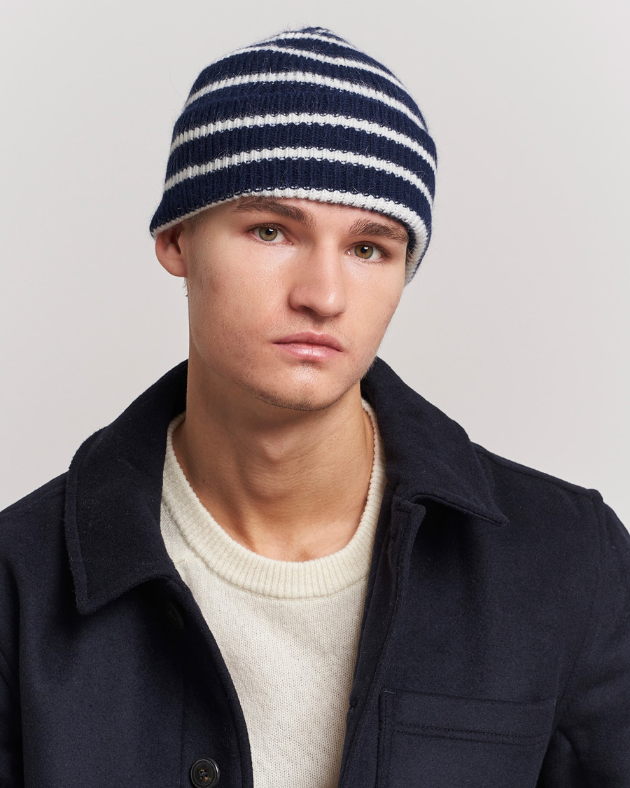 Herren | Mützen | Le Bonnet | Lambswool/Caregora Beanie Midnight Stripe