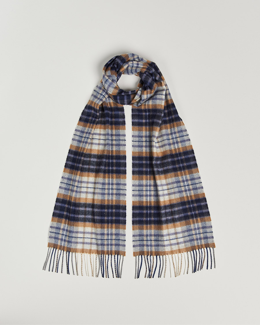 Herren | Johnstons of Elgin Cashmere Scarf Navy/Brown | Johnstons of Elgin | Cashmere Scarf Navy/Brown