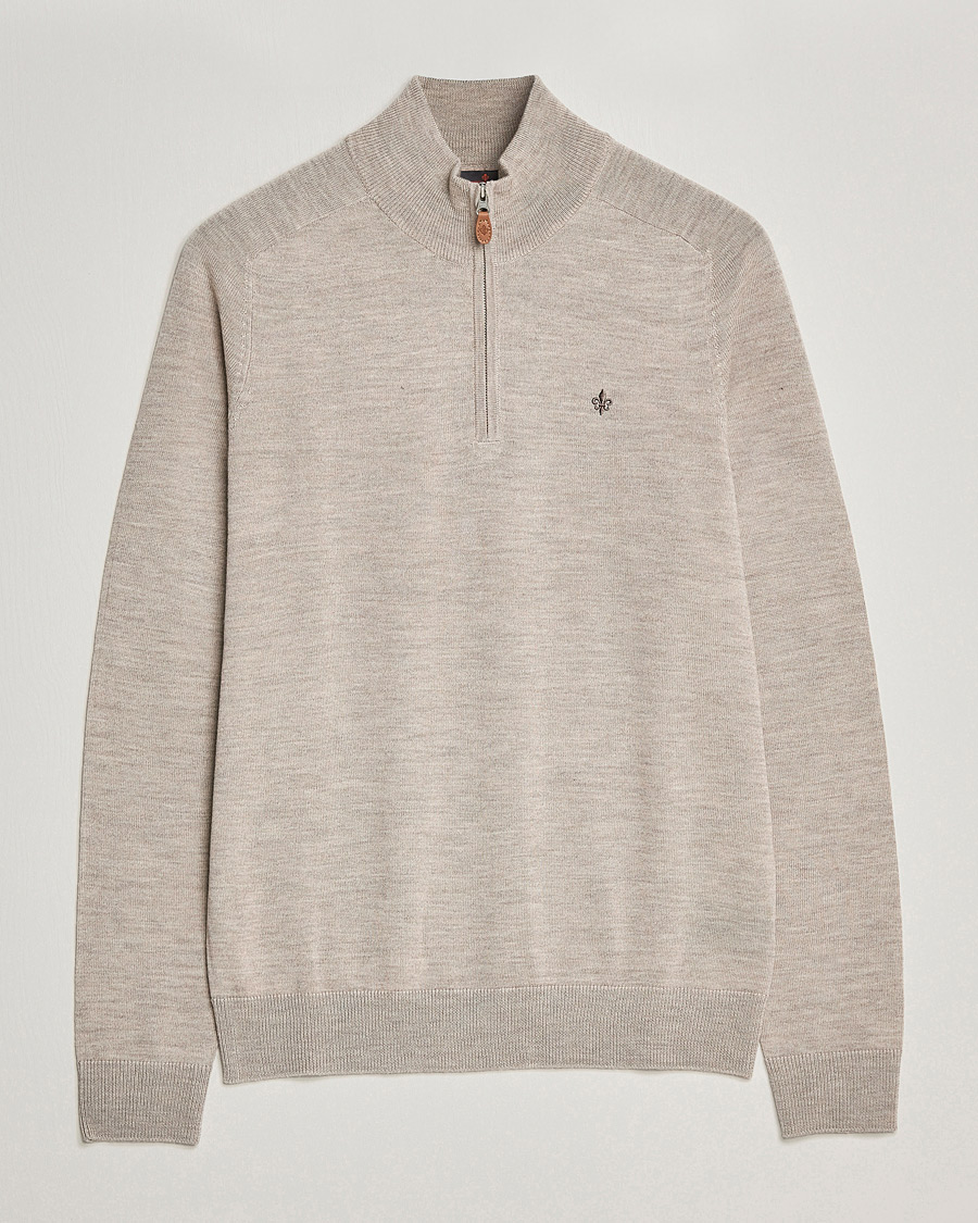 Herren | Pullover | Morris | John Merino Half Zip Khaki