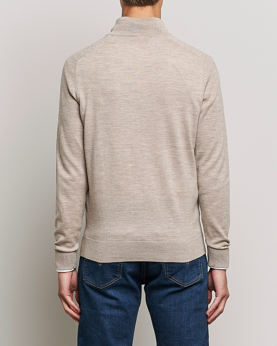 Herren | Pullover | Morris | John Merino Half Zip Khaki