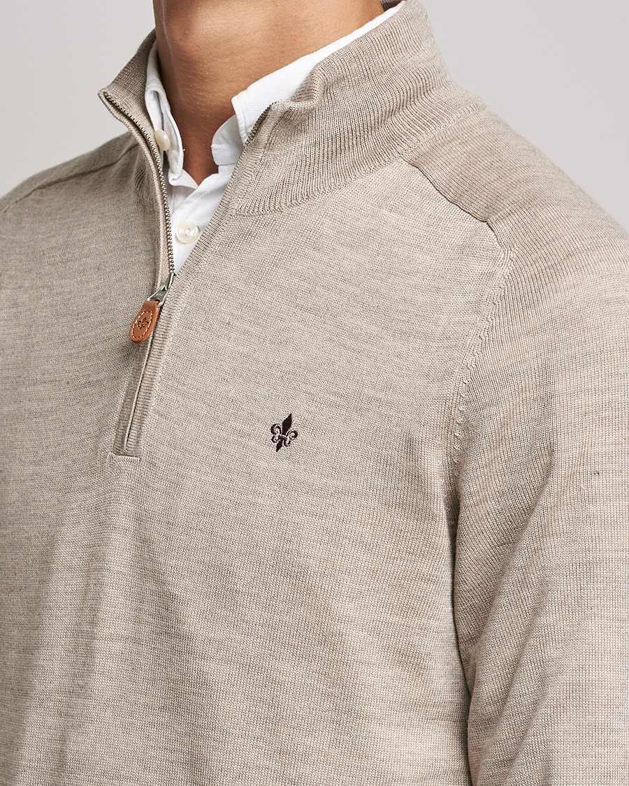 Herren | Pullover | Morris | John Merino Half Zip Khaki