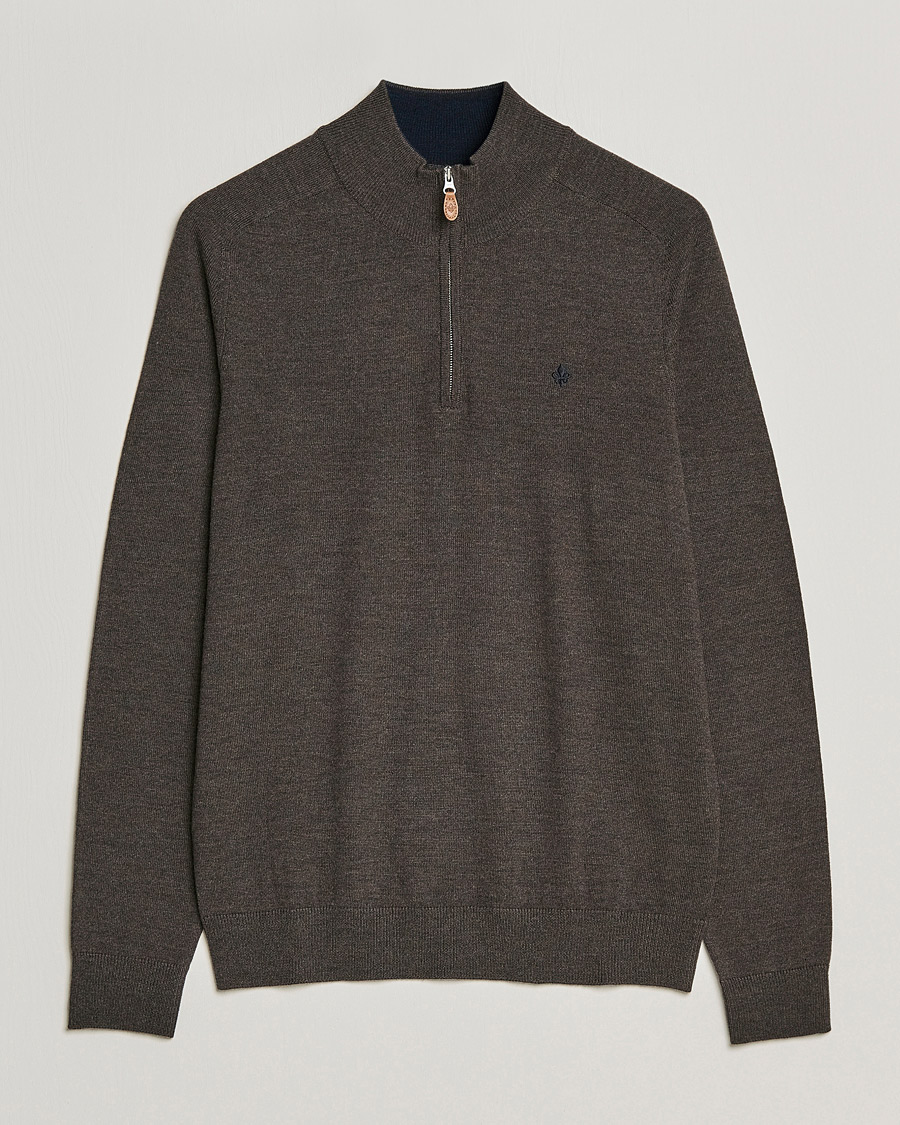 Herren | Pullover | Morris | John Merino Half Zip Dark Brown