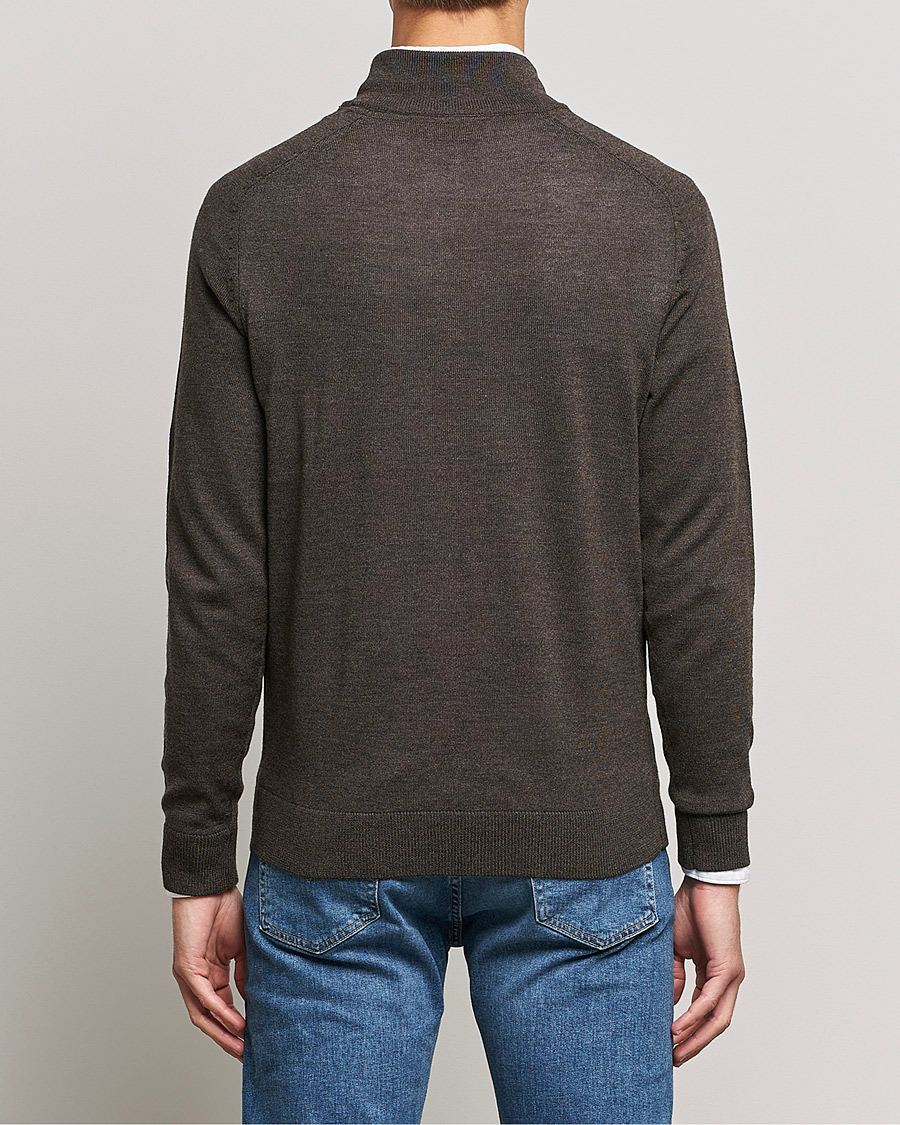 Herren | Pullover | Morris | John Merino Half Zip Dark Brown