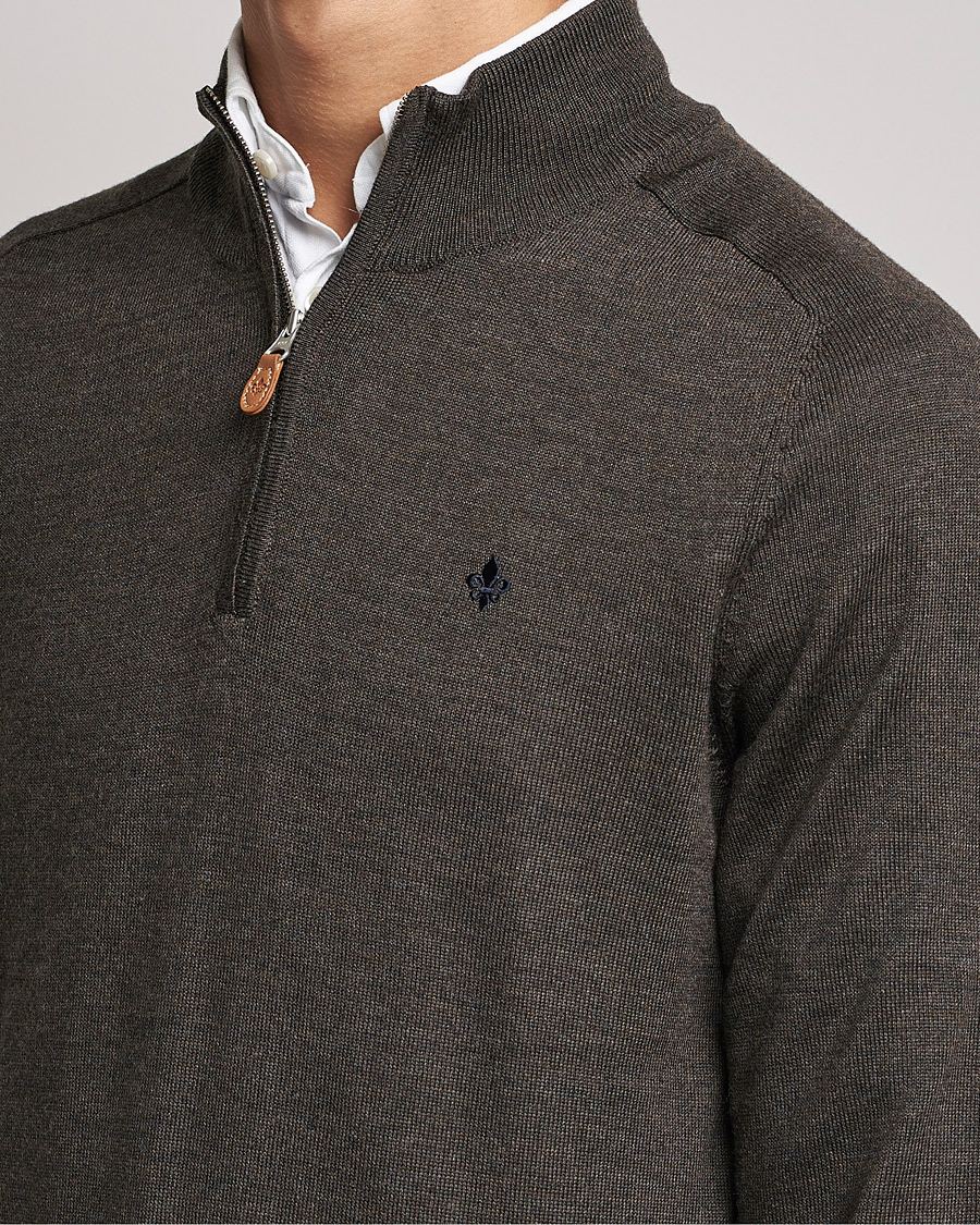 Herren | Pullover | Morris | John Merino Half Zip Dark Brown