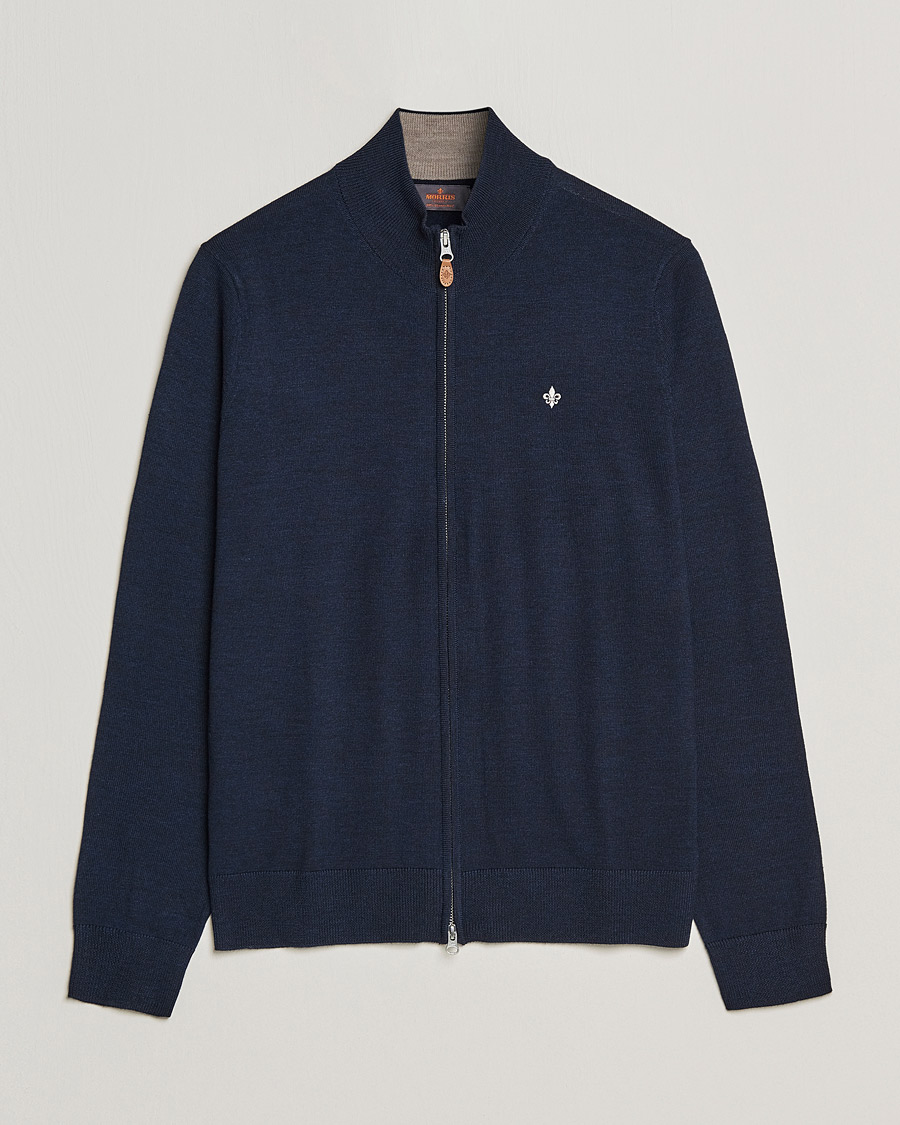 Herren | Pullover | Morris | Merino Zip Cardigan Navy