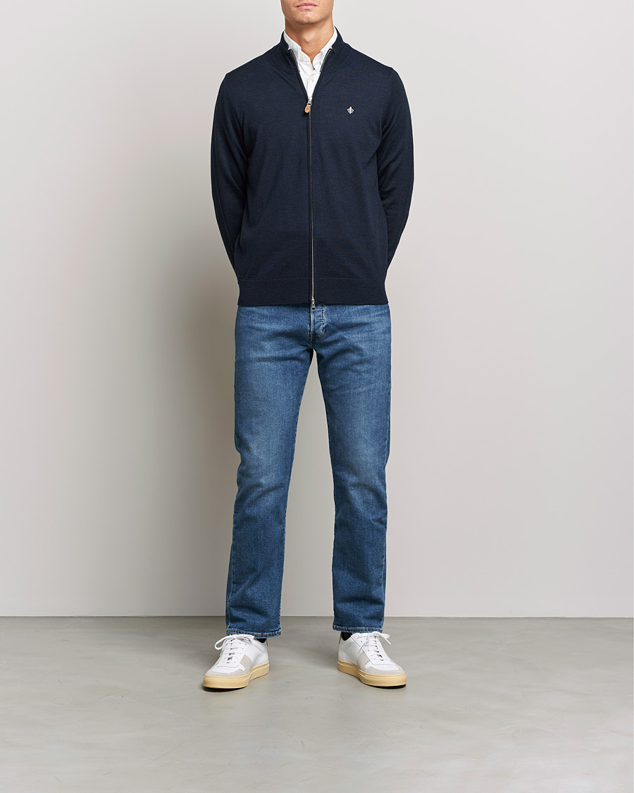 Herren | Pullover | Morris | Merino Zip Cardigan Navy