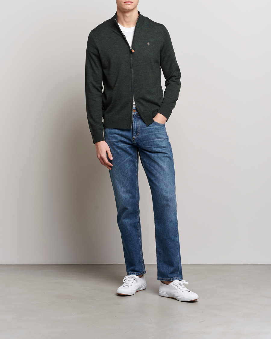 Herren | Pullover | Morris | Merino Full Zip Cardigan Olive