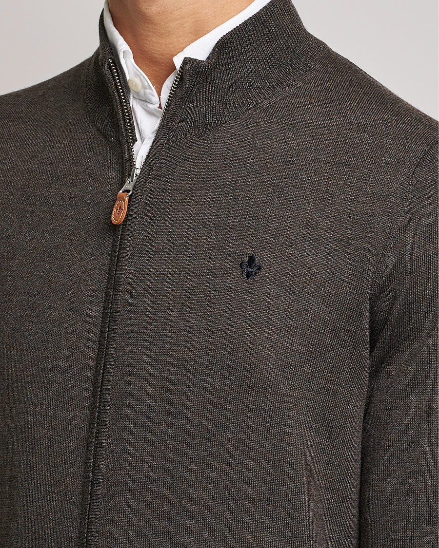 Herren | Pullover | Morris | Merino Full Zip Cardigan Dark Brown