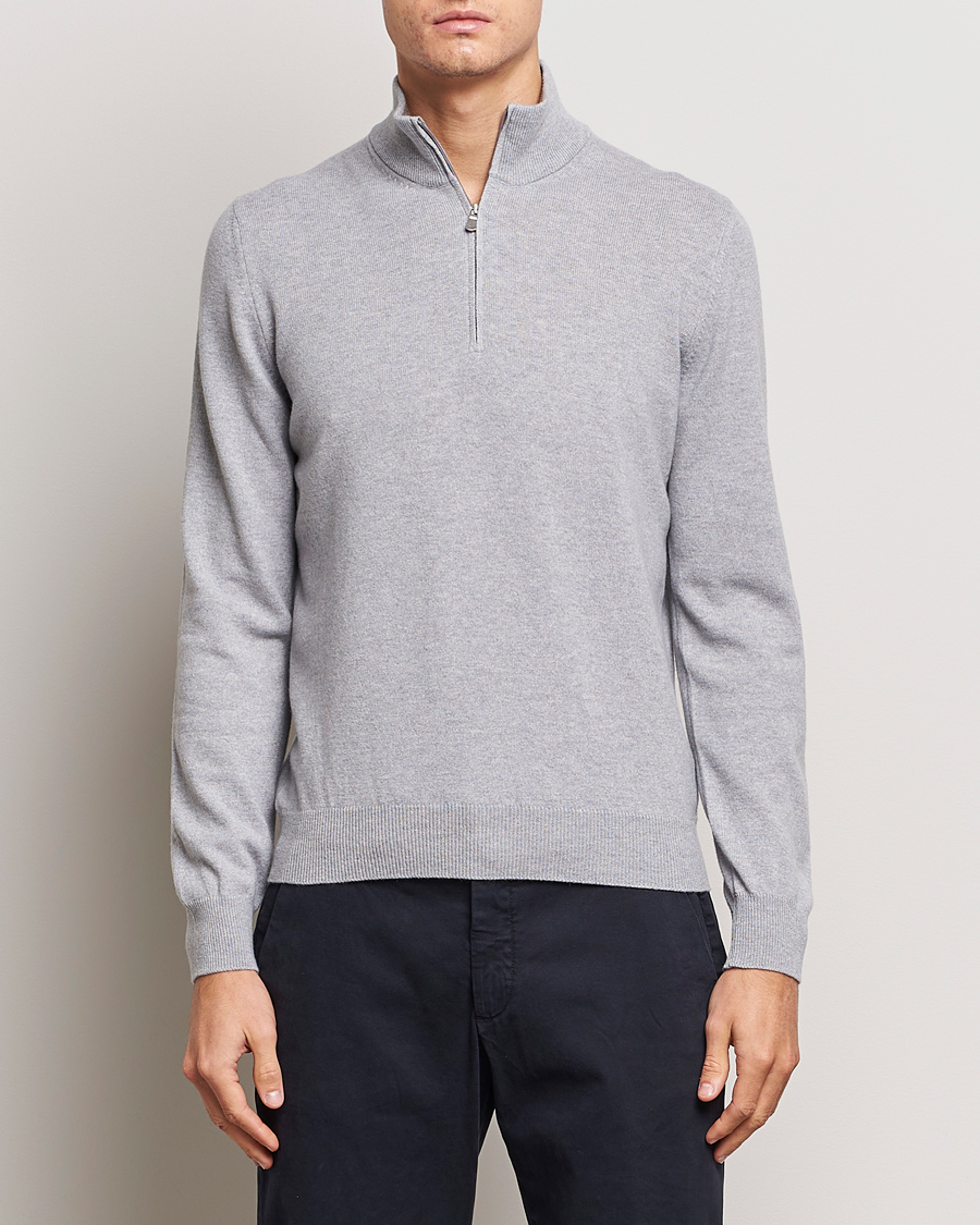 Herren | Pullover | Gran Sasso | Wool/Cashmere Half Zip Light Grey