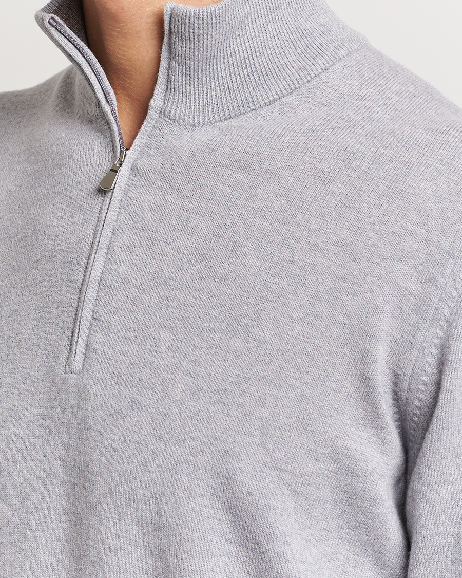 Herren | Pullover | Gran Sasso | Wool/Cashmere Half Zip Light Grey
