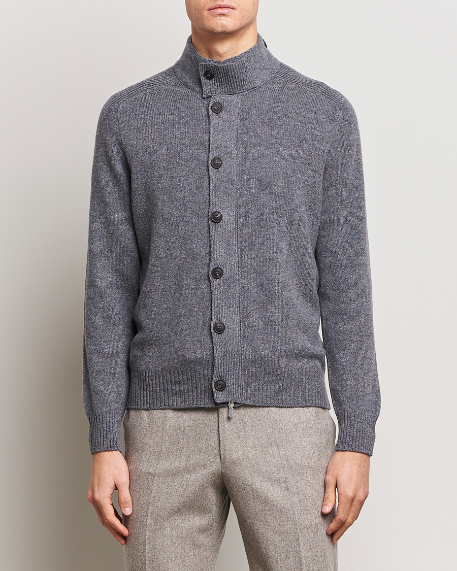 Herren | Pullover | Gran Sasso | Heavy Wool Cardigan Grey Melange