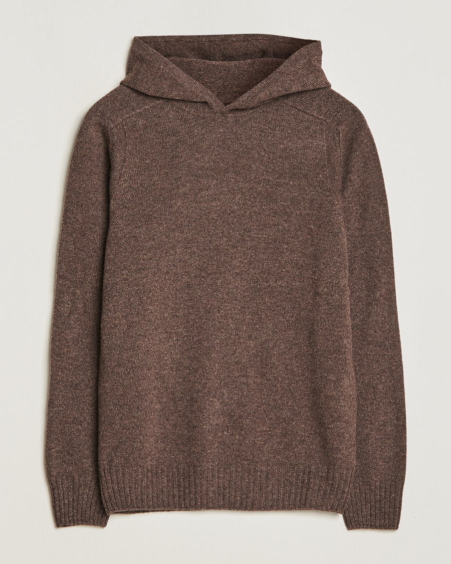 Herren | Pullover | Gran Sasso | Wool Hoodie Brown Melange