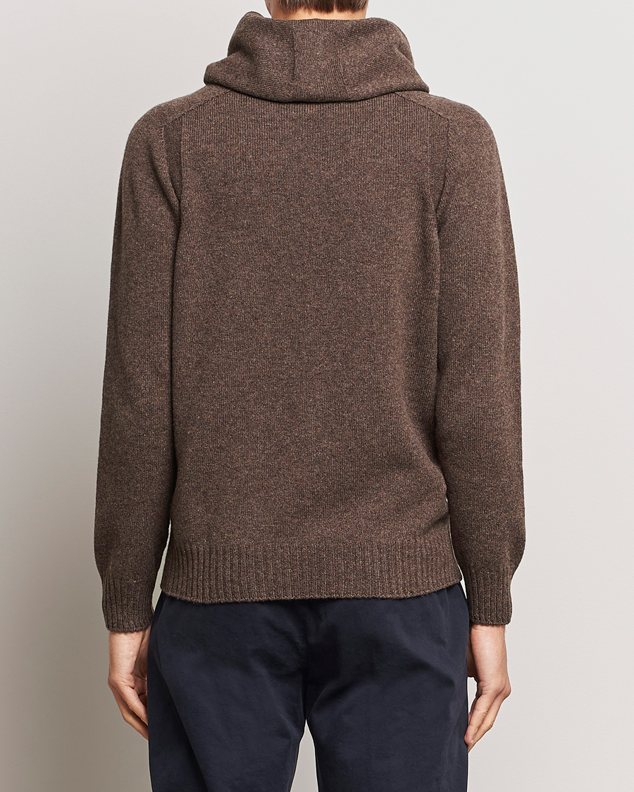 Herren | Pullover | Gran Sasso | Wool Hoodie Brown Melange