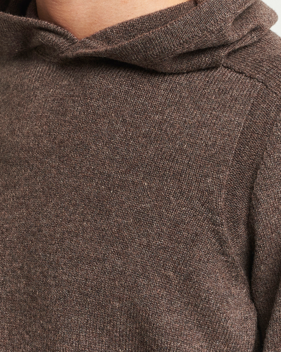 Herren | Pullover | Gran Sasso | Wool Hoodie Brown Melange