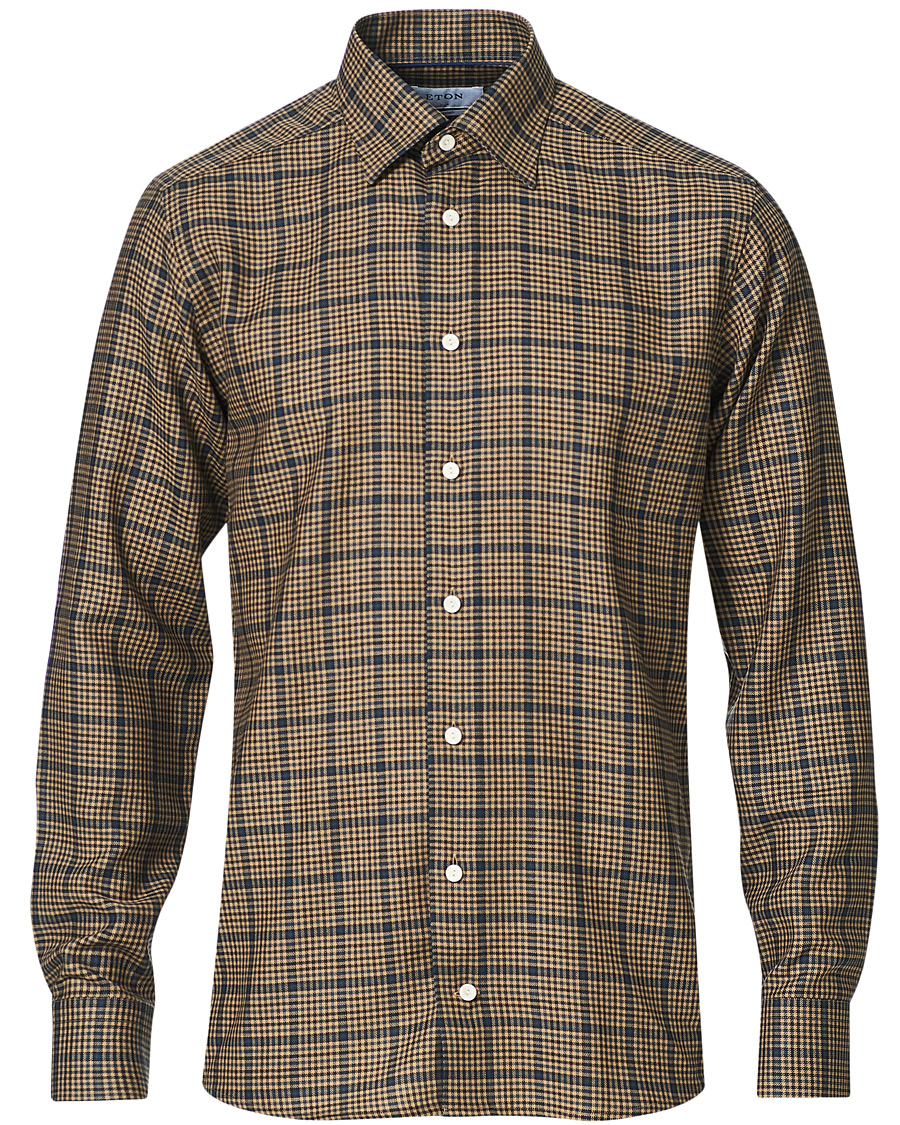 Herren | Hemden | Eton | Slim Fit Big Checked Brushed Merino Shirt Brown