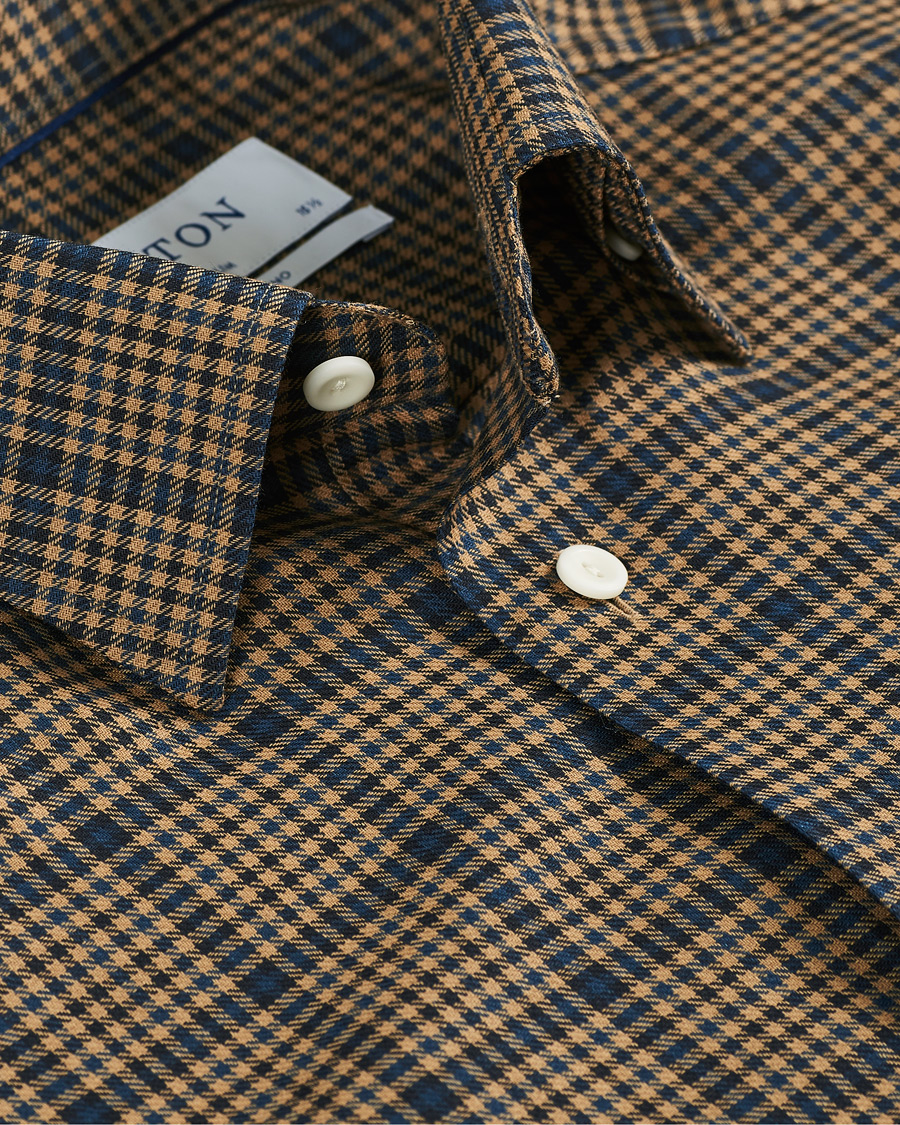 Herren | Hemden | Eton | Slim Fit Big Checked Brushed Merino Shirt Brown