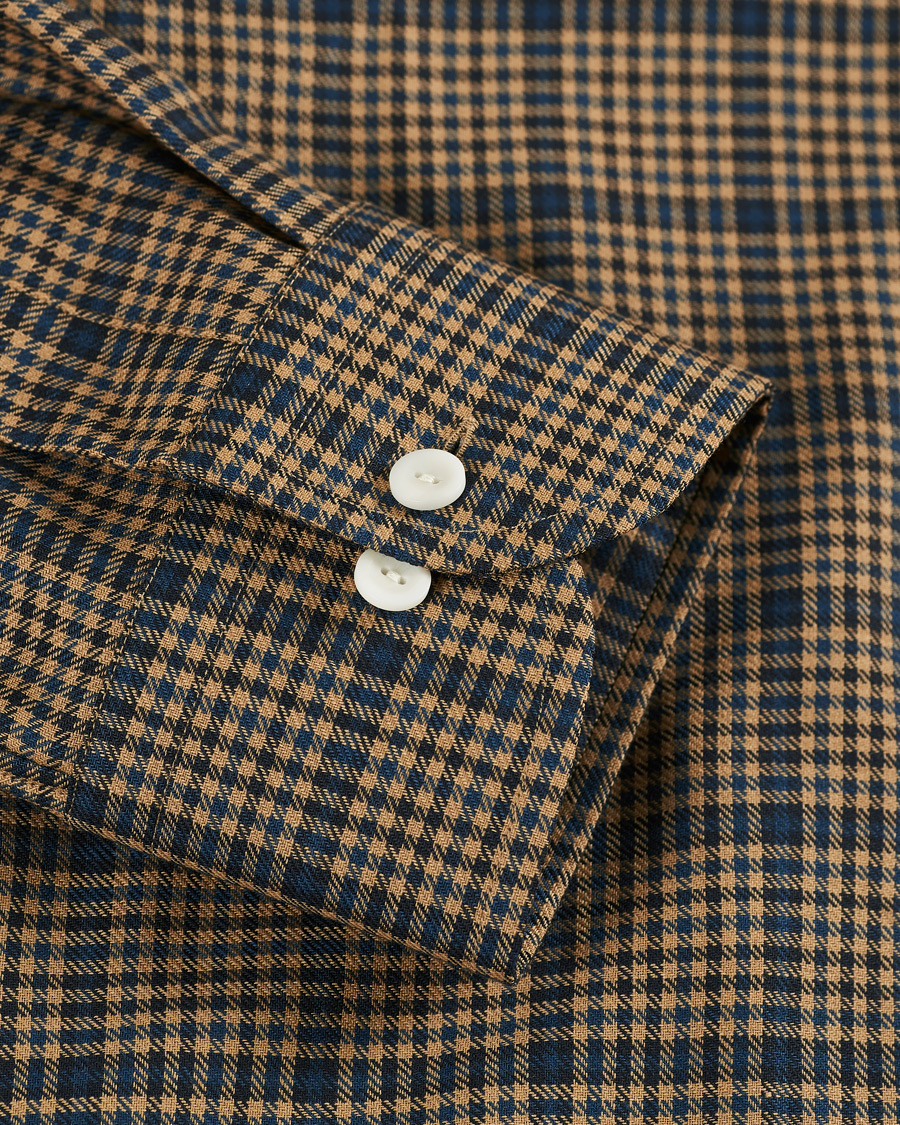 Herren | Hemden | Eton | Slim Fit Big Checked Brushed Merino Shirt Brown