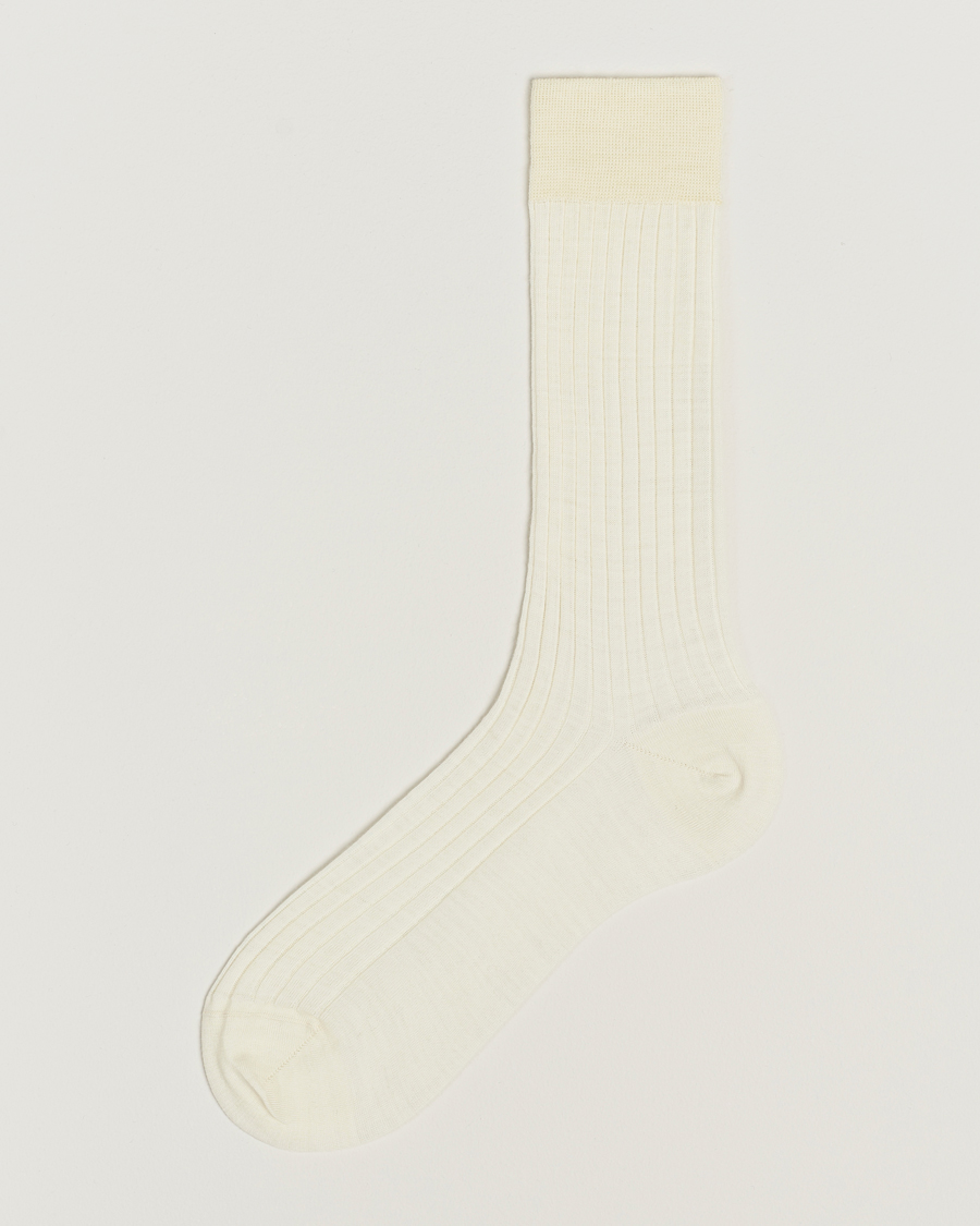 Herren | Unterwäsche | Bresciani | Wool/Nylon Ribbed Short Socks White