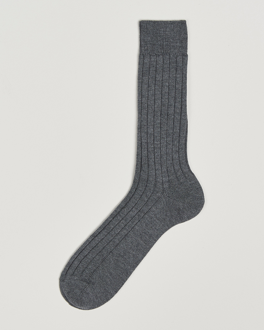 Herren | Unterwäsche | Bresciani | Wool/Nylon Heavy Ribbed Socks Grey
