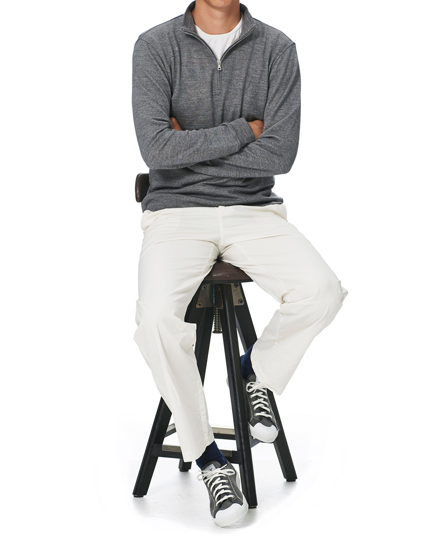 Herren | Pullover | Orlebar Brown | Neilson Double Face Merino Half Zip Storm Grey