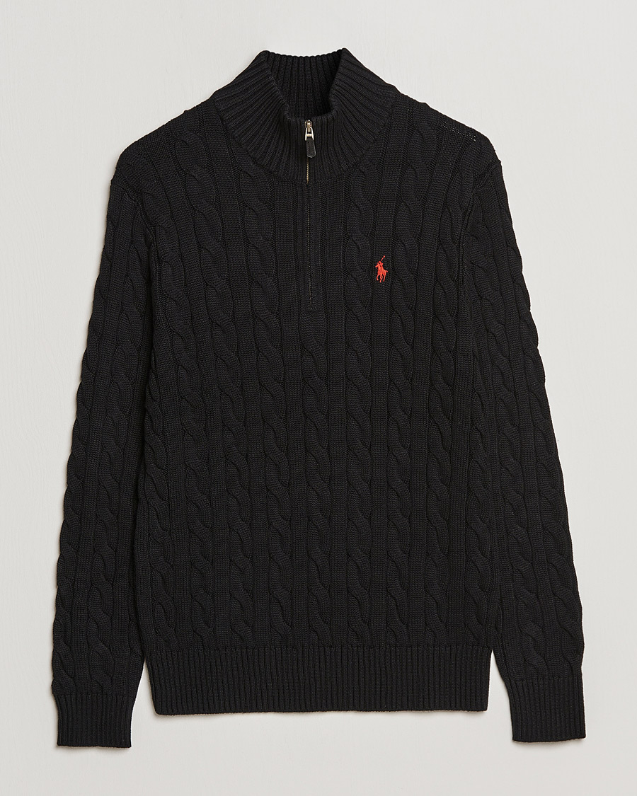 Polo Ralph Lauren Cotton Cable Half Zip Polo Black bei Care of Carl