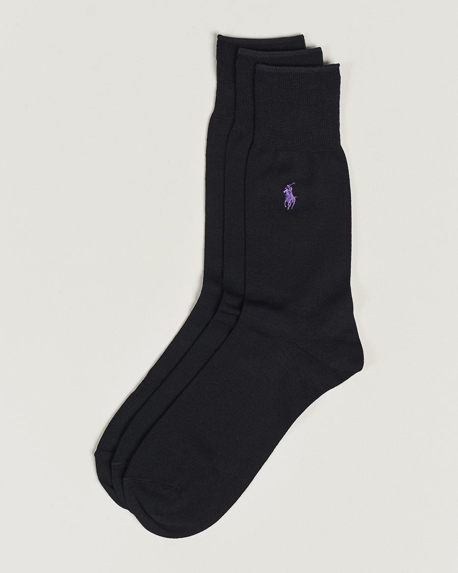 Herren | Unterwäsche | Polo Ralph Lauren | 3-Pack Mercerized Cotton Socks Black