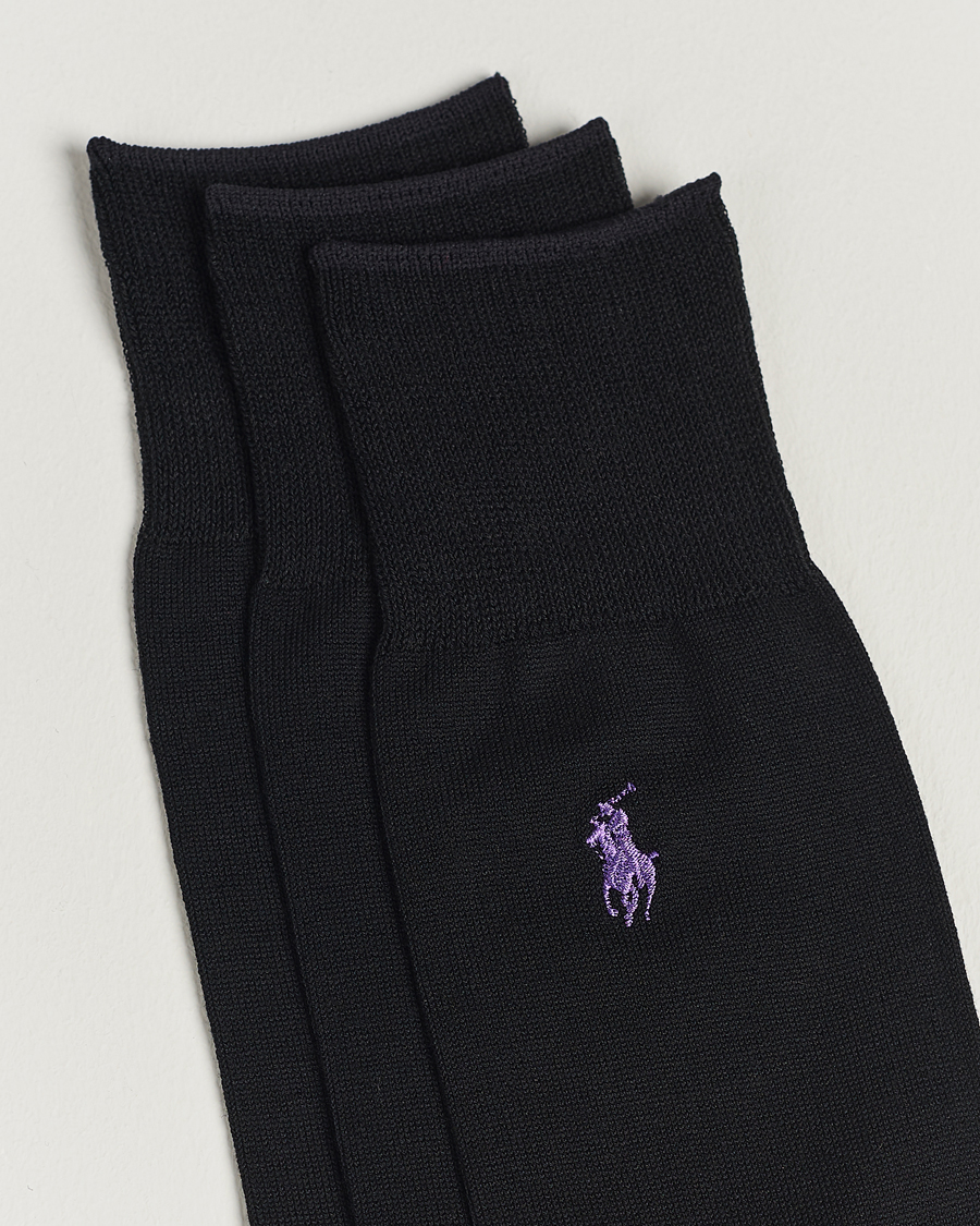 Herren | Preppy Authentic | Polo Ralph Lauren | 3-Pack Mercerized Cotton Socks Black